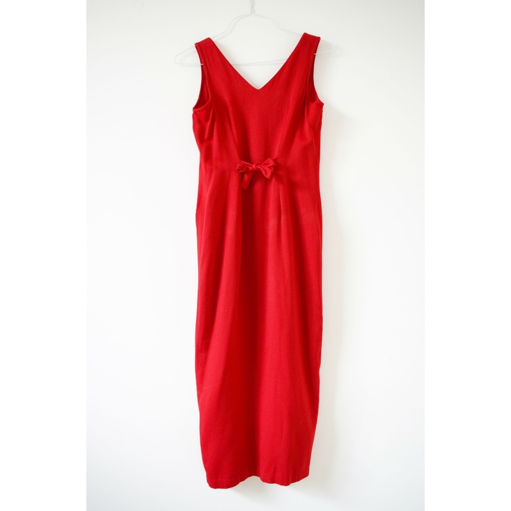 MARNIE WEST Vintage Red Pearl Button Up Maxi Dress | Size 6 - Picture 2 of 5